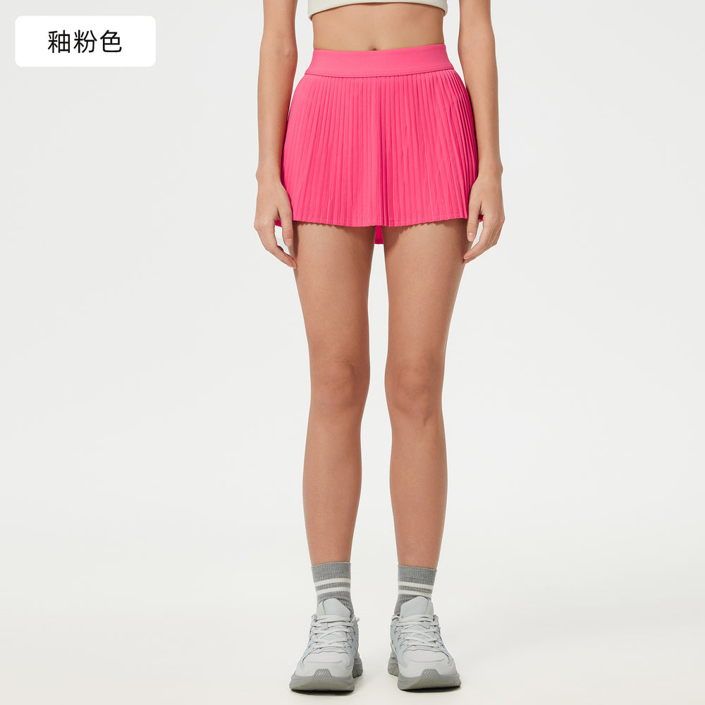 Ice-feeling breathable outdoor sports skirt for women with lining fashion tape tennis skirt yoga fitness skirt d25008