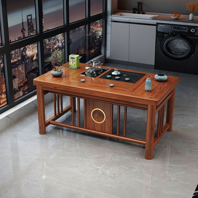 New chinoiserie balcony coffee table solid wood table and chair combination tea table small apartment for home kung fu tea table all-in-one complete set