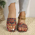 plus size flat sandals women's ethnic style summer new breathable printed open toe roman style sandals and slippers