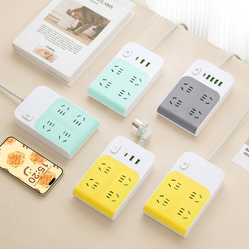 Multi-functional creative power strip with usb ports - dorm room student power strip with multiple outlets and cord