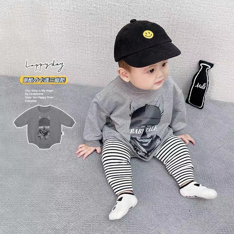 Infant spring autum cartoon fashion one-piece jumpsuit baby boy fashion newborn triangle outing romper suit