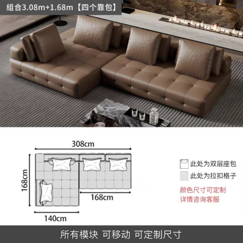 Lawrence genuine leather sofa italian normcore large and small apartment house villa customer corner sofa modern straight row leather sofa