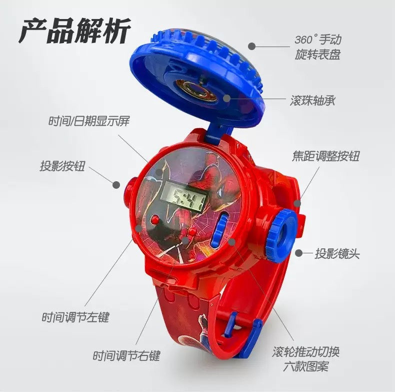 Kids' cartoon multifunctional watch - 360° rotating flip digital watch - children's gift projector watch