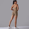 fashion seamless knitting pure color beautiful back high elastic sports tight yoga suit running fitness two-piece set
