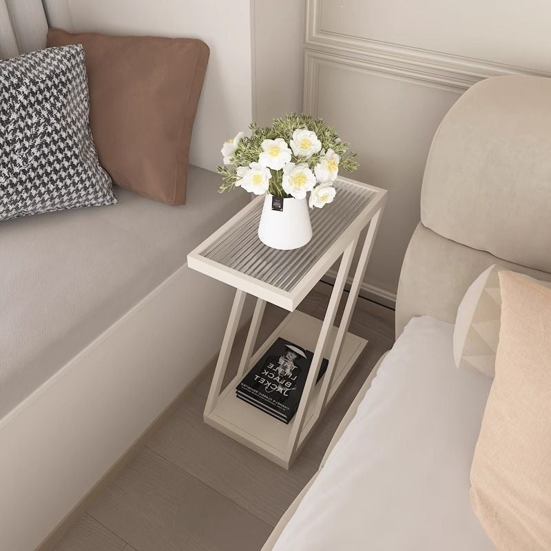Extremely narrow bedside table casual bedroom bedside small slit storage rack accessible luxury sofa side table glass bedside table none