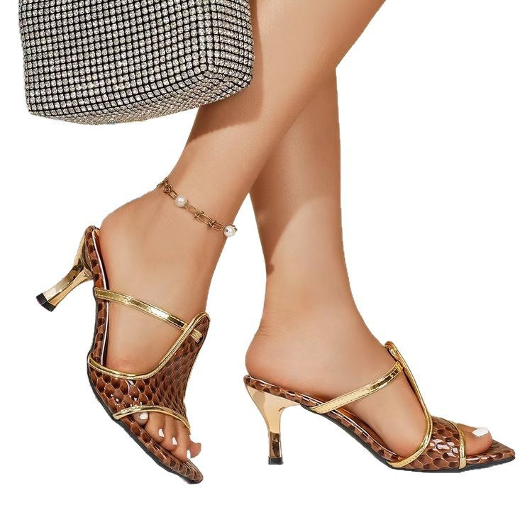 summer new arrival: plus-size women's casual comfort rhinestone hollow-out fashion high heels for wholesale (export)