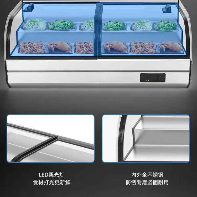 Ladder ice table refrigerated and fresh-keeping display cabinet commercial barbecue frozen ordering table stall tricycle fried skewers freezer