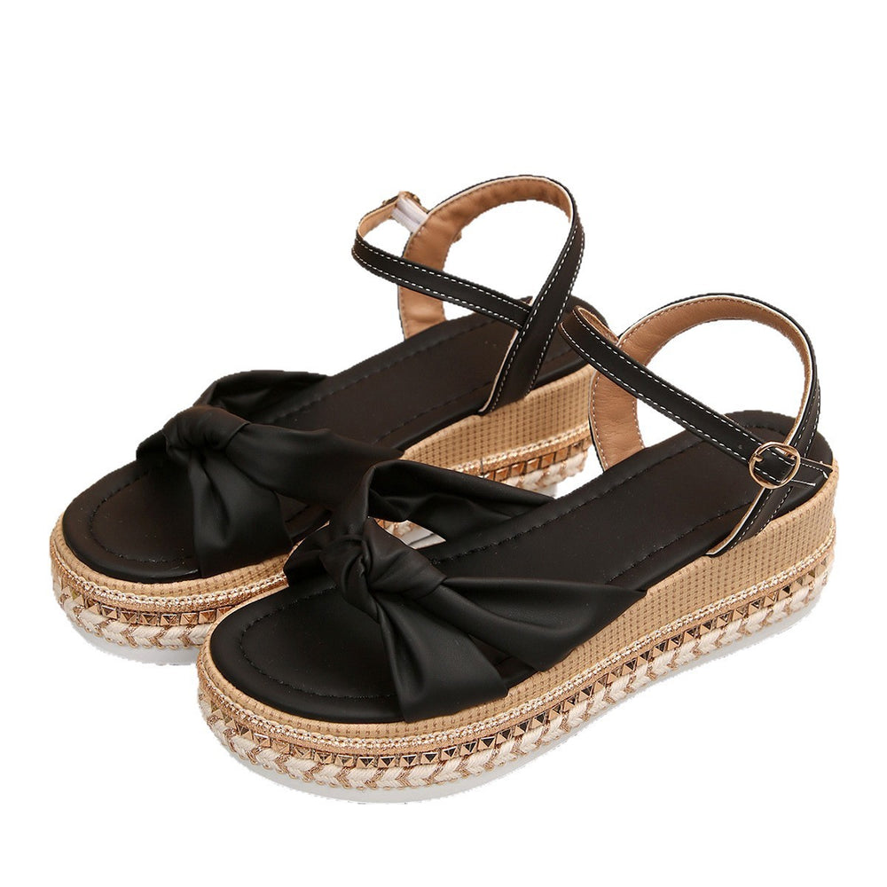 European and american plus size flat espadrille open-toe sandals,  summer new style, single strap buckle cross bows women's sandals, size 43