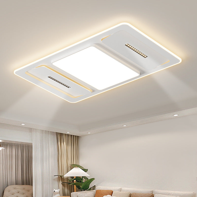 Living room ceiling light rectangular modern simple ultra-thin round bedroom light led full spectrum lighting package