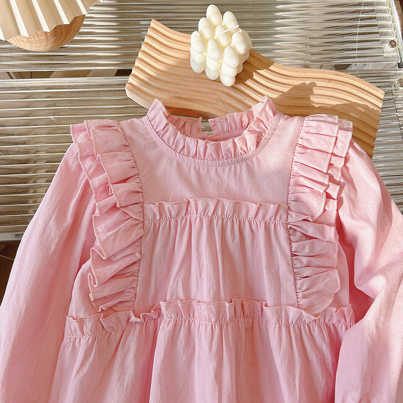 spring/autumn new pure cotton girls' blouse - versatile baby doll shirt, korean style fashionable long-sleeve outerwear