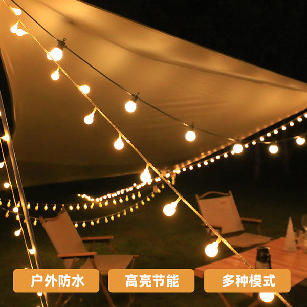 Outdoor camping ambient light tent canopy decorative ball light string, remote control camp decorative led small colorful lights