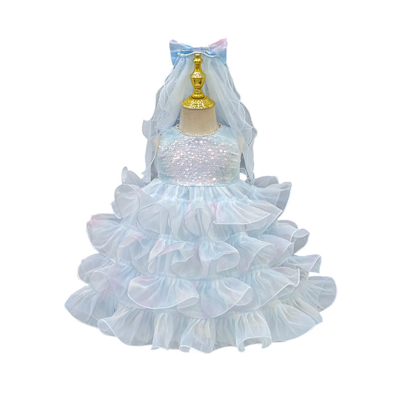 Girls' dress  summer new arrival: ultra-fairy princess dress with sequin lolita tutu skirt