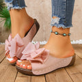 Southeast asia export wedge heel platform flip-flops women's cross-border plus size bow fish mouth beach sandals wish