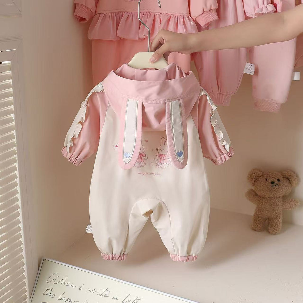 New arrival hooded outing clothes autumn clothes spring & fall baby jumpsuit outwear jacket baby newborn clothes