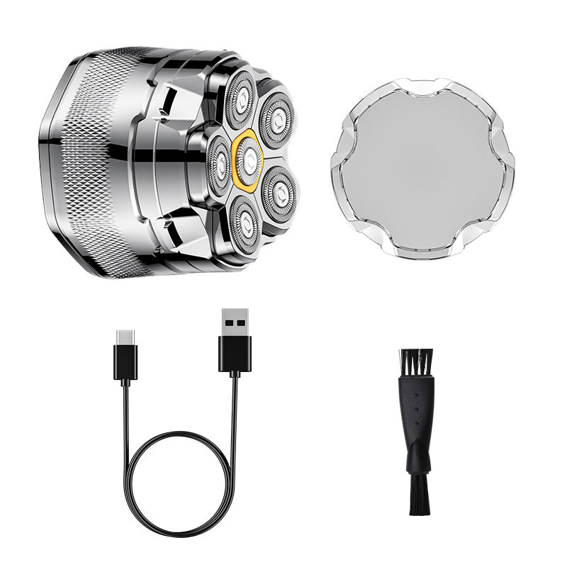 Magnetic six-blade shaving head handy gadget full body washable digital display electric shaver self-service bald head shaving razor