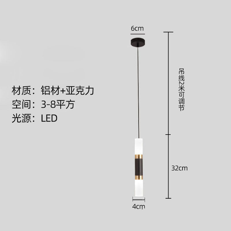 Modern minimalist linear single-head pendant light, italian-inspired light luxury style, suitable for bedrooms, bedside tables, bars, restaurants, and hotels