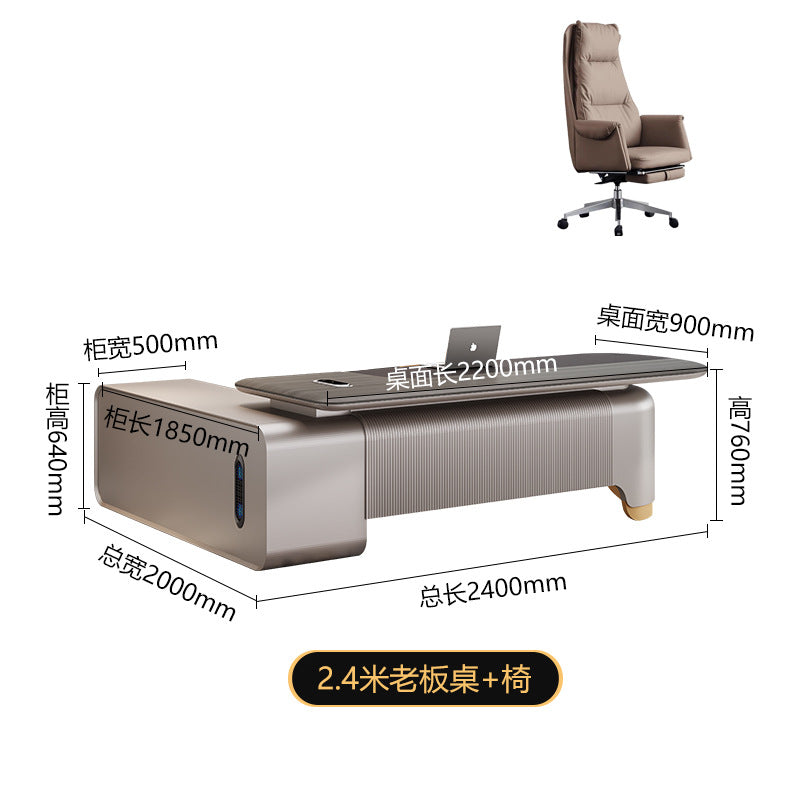 President's desk, executive desk, ceo desk, minimalist luxury chairman's office furniture, high-end office desk and chair set