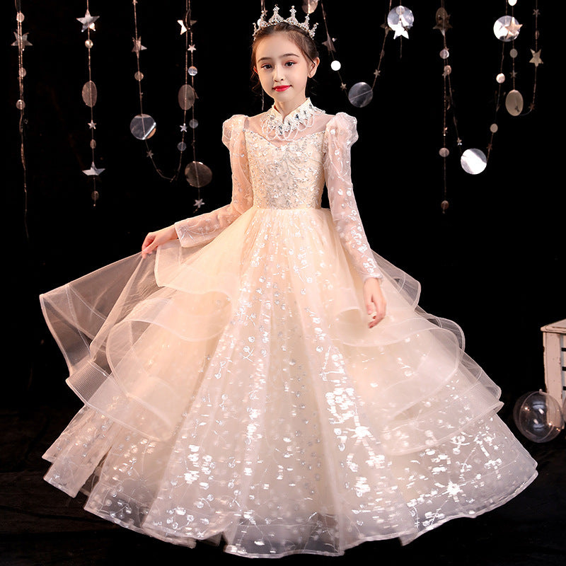 Kids dress flower girl wedding dress wedding host classygirl piano performance catwalk evening dress exportin stock