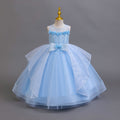 Ready-to-ship new sequin silver thread evening gown tutu wedding dress princess dress girls' performance dress kids' dress