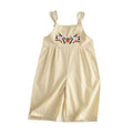 Baby girl cotton and linen overalls south asian ethnic style embroider flower loose cotton and linen overalls jumpsuit children's pants