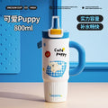 New arrival cartoon straw thermos cup 316 stainless steel large capacity ice cup high-looking handle student water cup