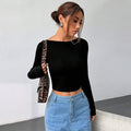 independent station women's fashion sexy style t-shirt spring and summer new backless sense of design shorttops