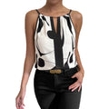 summer   round neck camisole printed sleeveless women's tank top t-shirt retro print