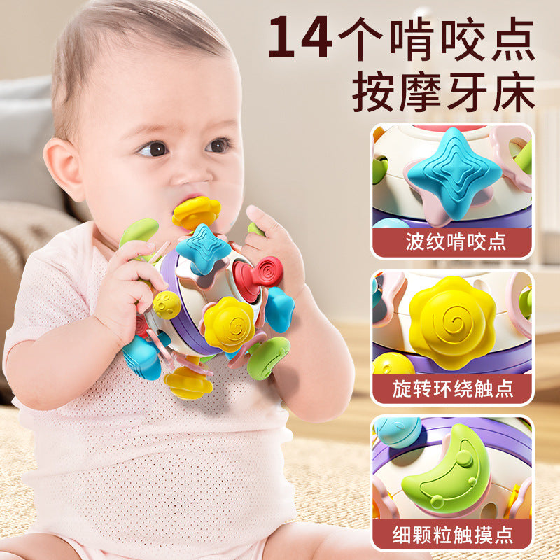 Infant manhattan atomic ball space teether hand ball baby teething soft glue boiled grip training toy