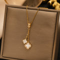 [titanium steel] four-leaf clover necklace for women, niche design, accessible luxury, fashionable, popular, elegant, smart and simple copper pendant