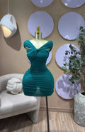 European and american cross-border women's spring  new arrival: solid color sleeveless bandeau ruched bodycon mini dress
