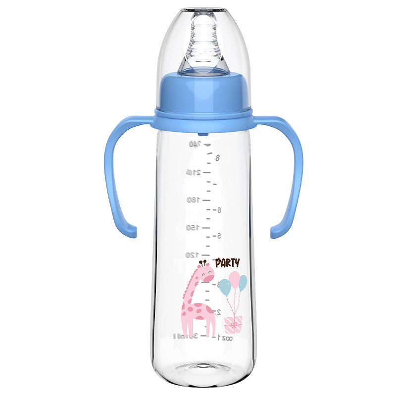 Handsome boy English boxed baby bottle pp anti-drop bottle with graduated bottle Children's weaning artifact