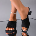 Wholesale women's plus size summer  new collection: square toe slingback mules with comfortable suede mid-heel