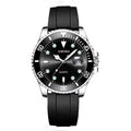 4074-black silicone band with silver shell and black surface