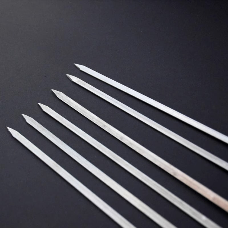 Manufacturer wholesale grilled lamb skewers skewers barbecue tools direct supply wooden handle flat skewers stainless steel meat skewers barbecue skewers large skewers