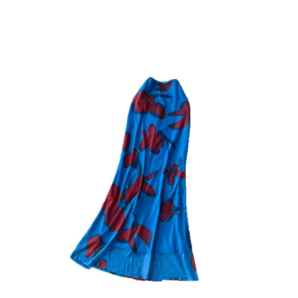 Vacation-style printed bandeau top and high-waisted skirt two-piece set for women, a sexy and trendy summer fashion outfit