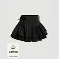 sexy fashion women's elegant commute style tie-side ruffle hem midi skirt