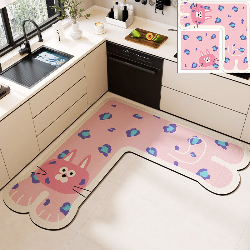 Kitchen floor mat corner l-shaped non-slip oil-proof mat diatom mud absorbent foot mat stain-resistant wipeable no-wash corner carpet
