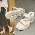 2026 summer women's high-heeled sandals & slides - chunky platform, slip-on, fashionable, versatile, height-boosting thong sandals