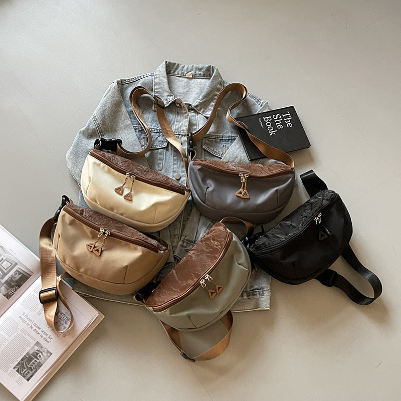 Fashion versatile contrasting color messenger bag women's new casual outdoor sports breast bag large capacity Korean version ins shoulder bag