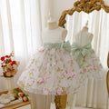 Girls' formal dress flower girl wedding little girl flower fairy princess dress children's tutu sleeveless vest dress with bow