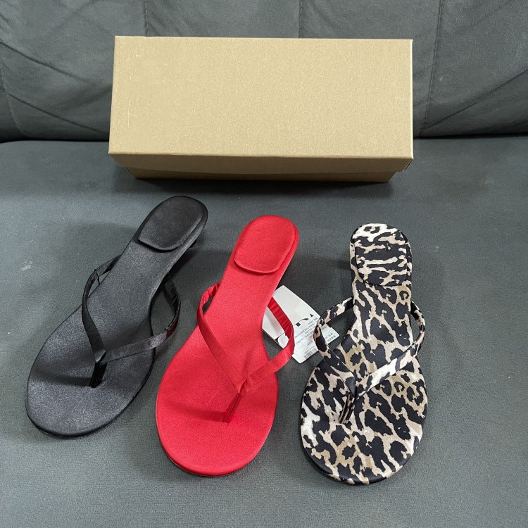 Spanish french cat heel flip flops women's outwear 2024 summer new casualeasiest for matchtravel vacation flip flops
