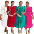 Amazon fashion elegance commuting pleated skirt cross-border women's clothing african foreign trade women's clothing plus size pleated dress