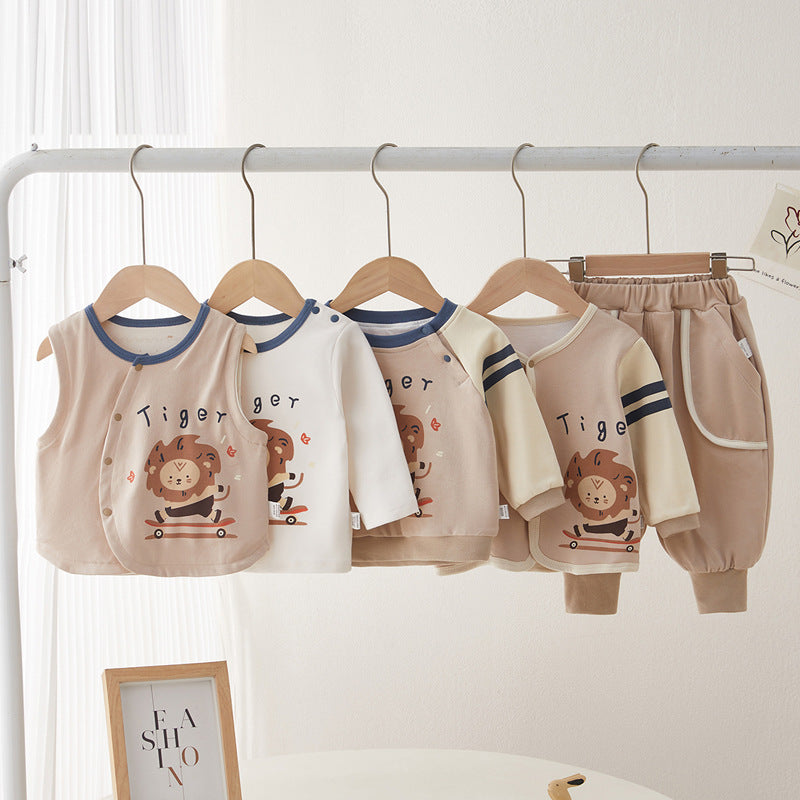 Babycare newborn baby pure cotton double-layer cardigan, korean style autumn outwear, autumn/spring children's clothing
