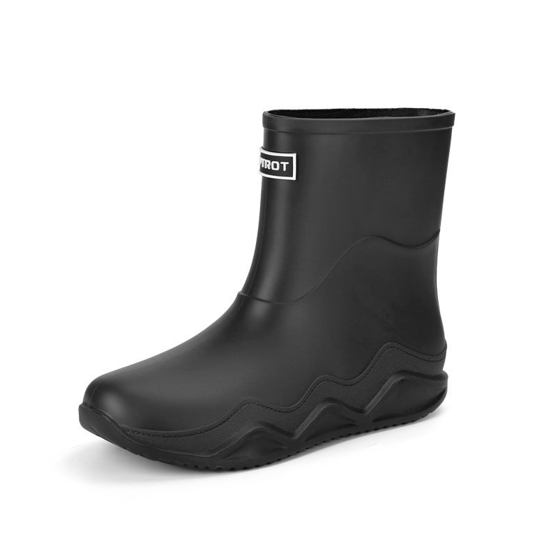New men's waterproof and non-slip rain boots - short, kitchen work, fishing, car wash, trendy rubber overshoes