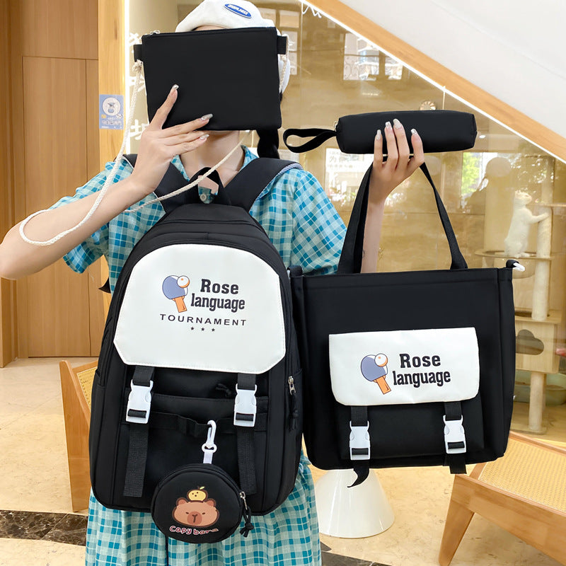 School bag female primary and secondary school students bag large capacity backpack tutoring bag new Korean version ins cartoon casual backpack