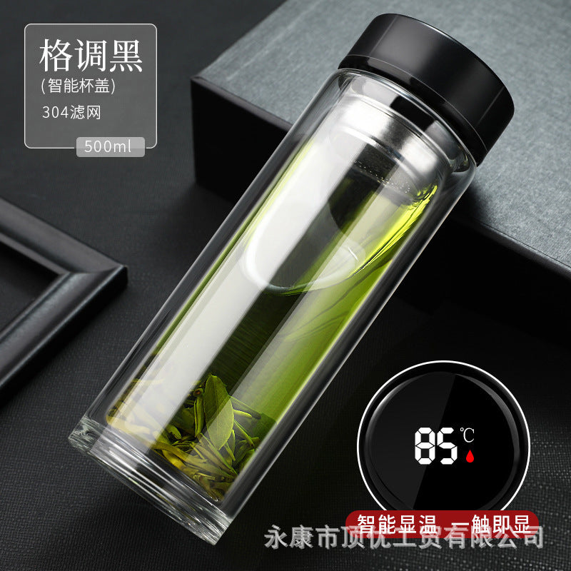 Wholesale smart premium glass cups: double-walled insulated, explosion-proof, tea infuser, perfect for business, office, home, and car