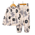 Girls' two-piece set for export: light beige long-sleeve top with rabbit and letter print, loose-fit pants, autumn children's outfit