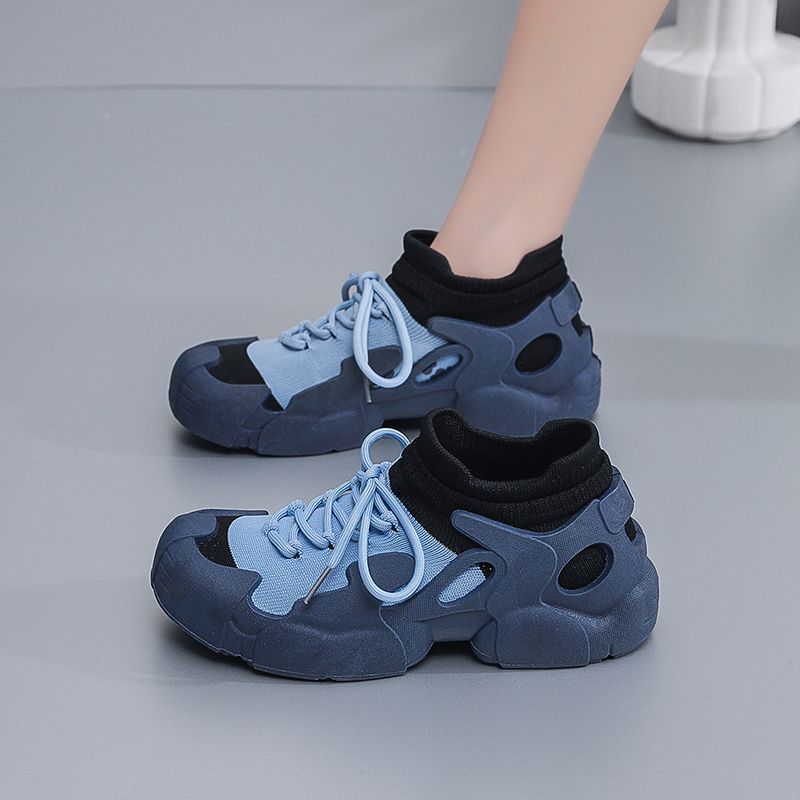 Spring & fallnew arrivaleasiest for matchtrendycasual sports running shoes soft flatsnon-slip flying woven socks breathable mesh women's shoes
