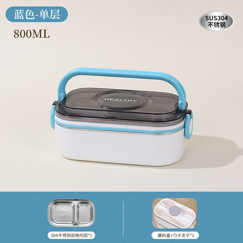 304 stainless steel multi-layer lunch box, office workers can enter the microwave oven for lunch, heat preservation lunch box, student bento box