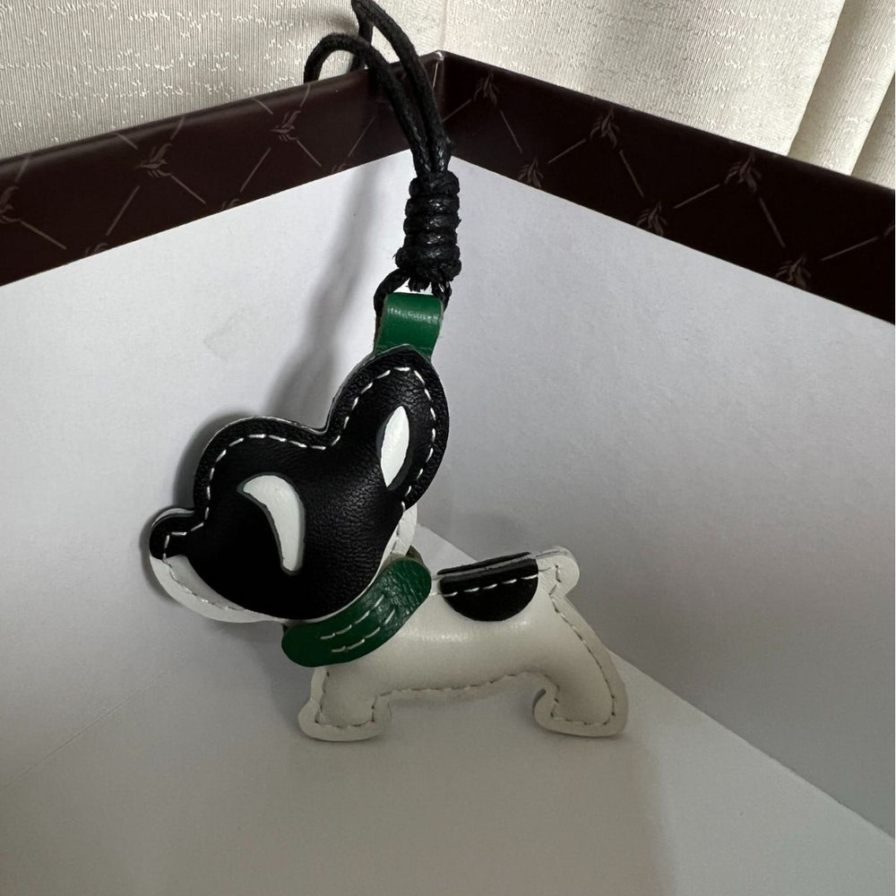 Crazy ins puppy pendant cartoon rocking dog leather pendant handmade goatskin bag pendant car keychain